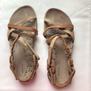 Merrell women ladies size 7 tan brown sandals